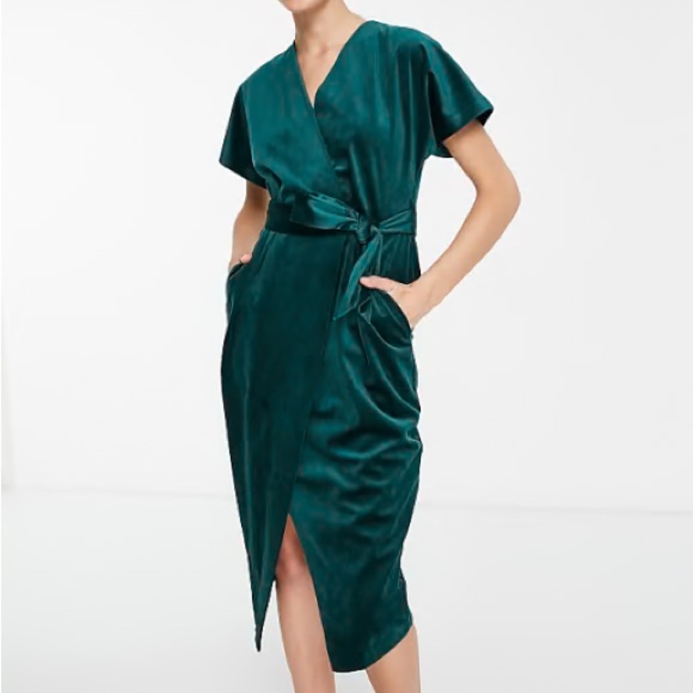 ASOS Closet London Green Wrap Dress